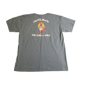 VTG Outlaws‎ Shirt Adult Large Black We Can & Will Cowboy Dri Power Active Mens